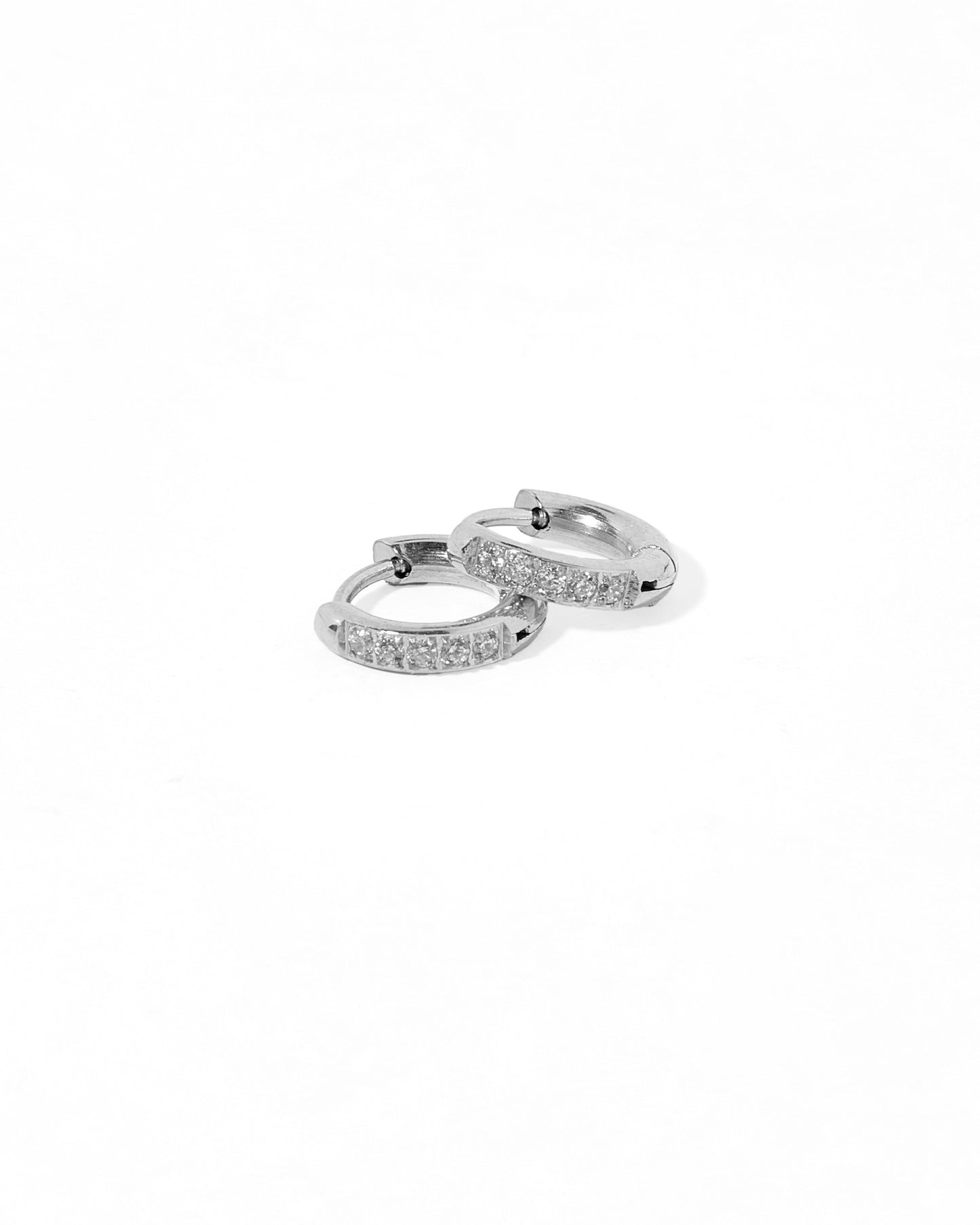 Huggie Earrings - Scarlett Hoop Silver 8mm CZ