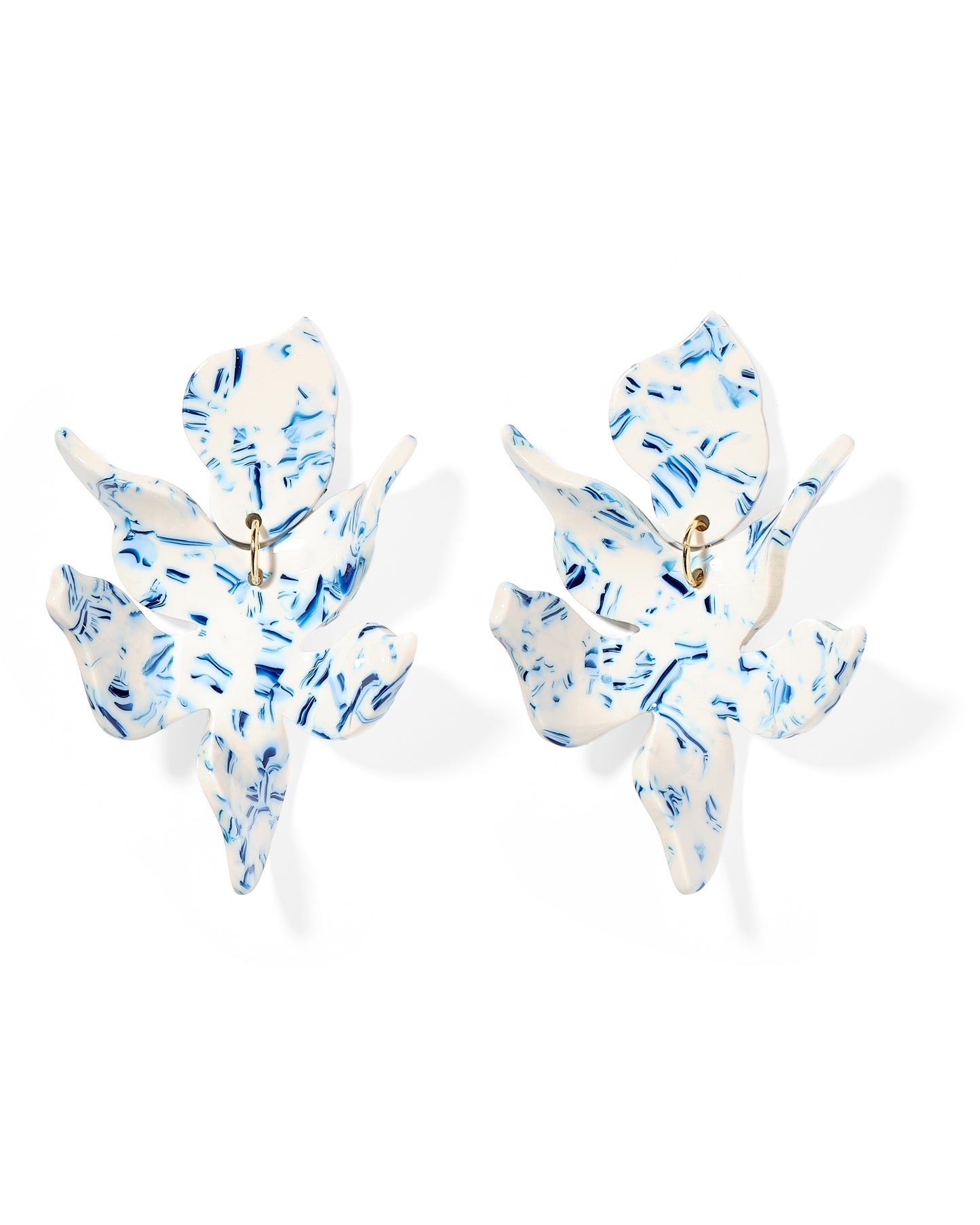 Flora Statement Earrings - Blue China
