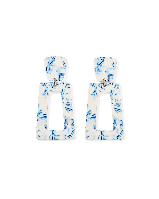 Kennedy Statement Earrings - Blue China