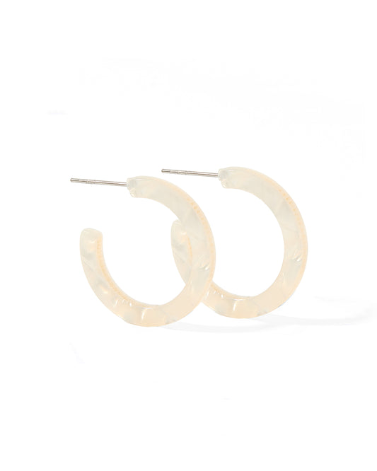 Holly Mini Hoop Earrings - Ivory Pearl
