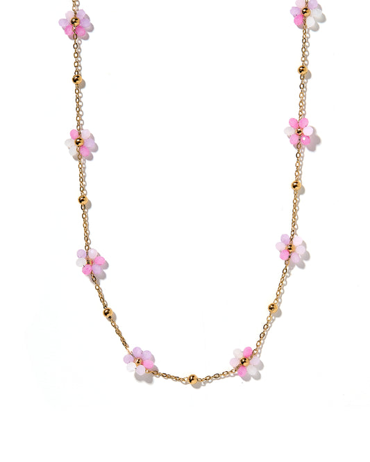 Necklace - Gracie Flower Pink Multi