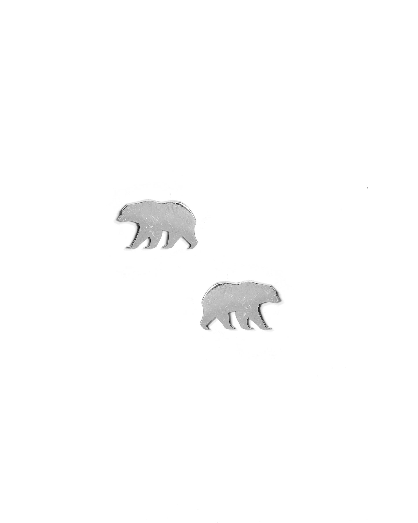 Screwback Stud Earrings - Bear Silver