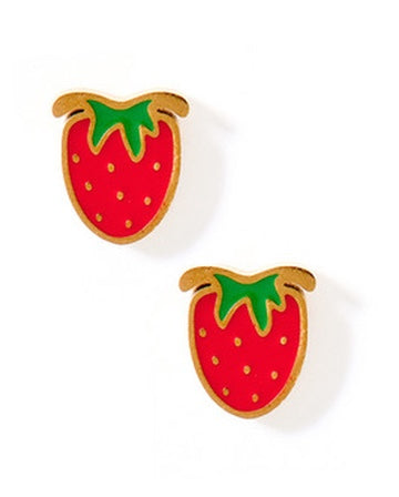 Screwback Stud Earrings - Strawberry Shortcake