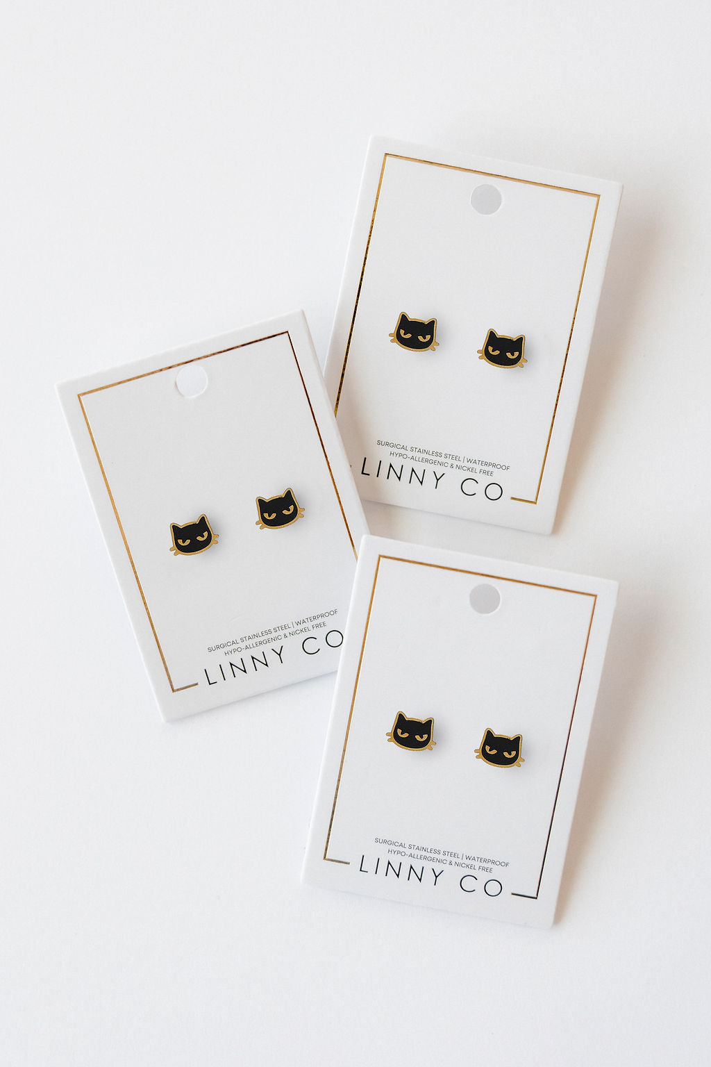 Screwback Stud Earrings - Black Cat