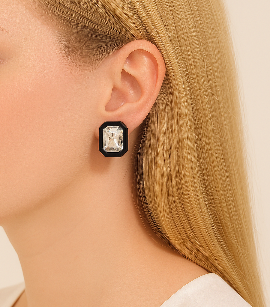 Eva Statement Earrings - Black