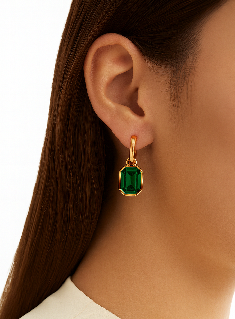 Huggie Charm Earrings - Diana Green