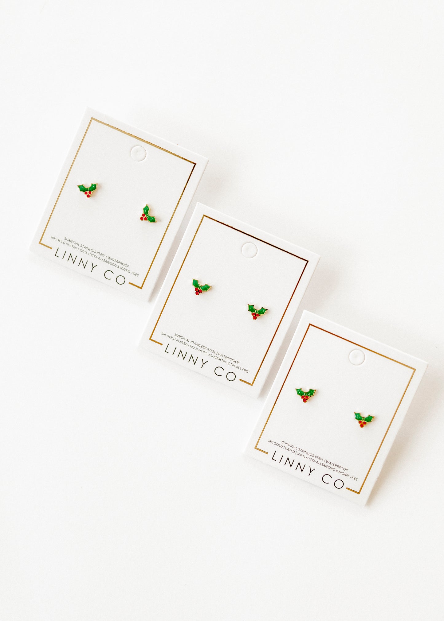 Screwback Stud Earrings - Holly Berry