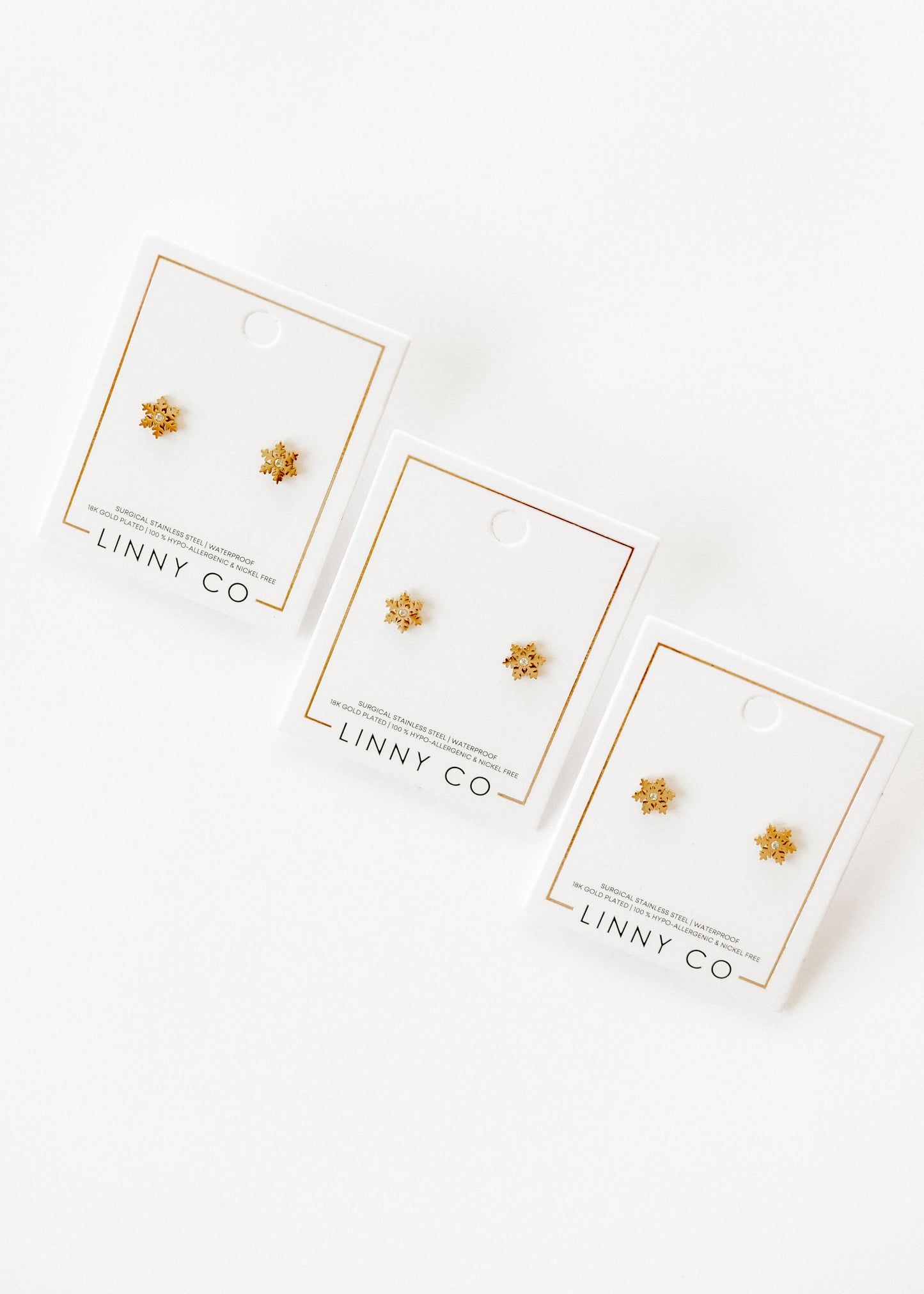 Screwback Stud Earrings - Snowflake Gold