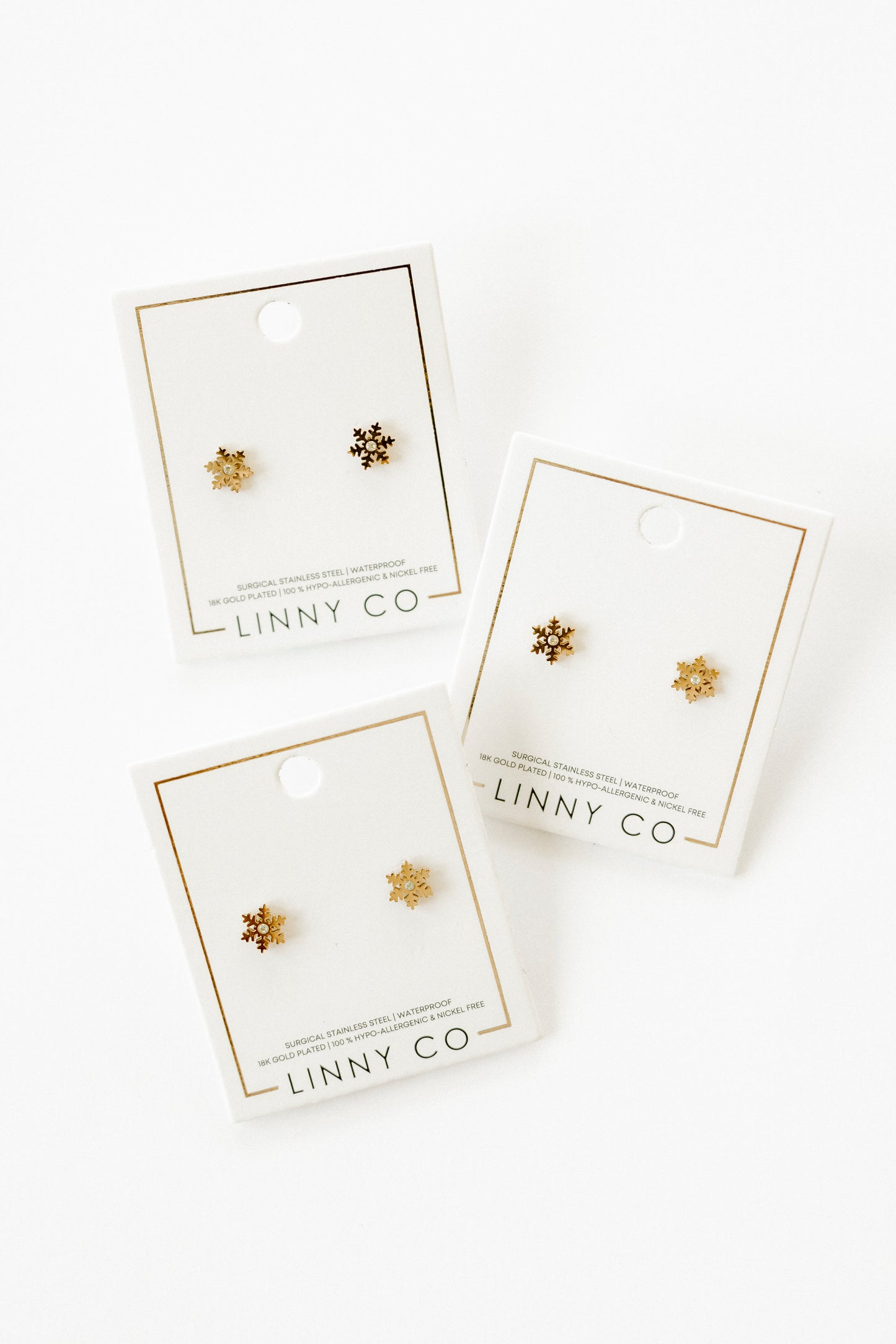 Screwback Stud Earrings - Snowflake Gold
