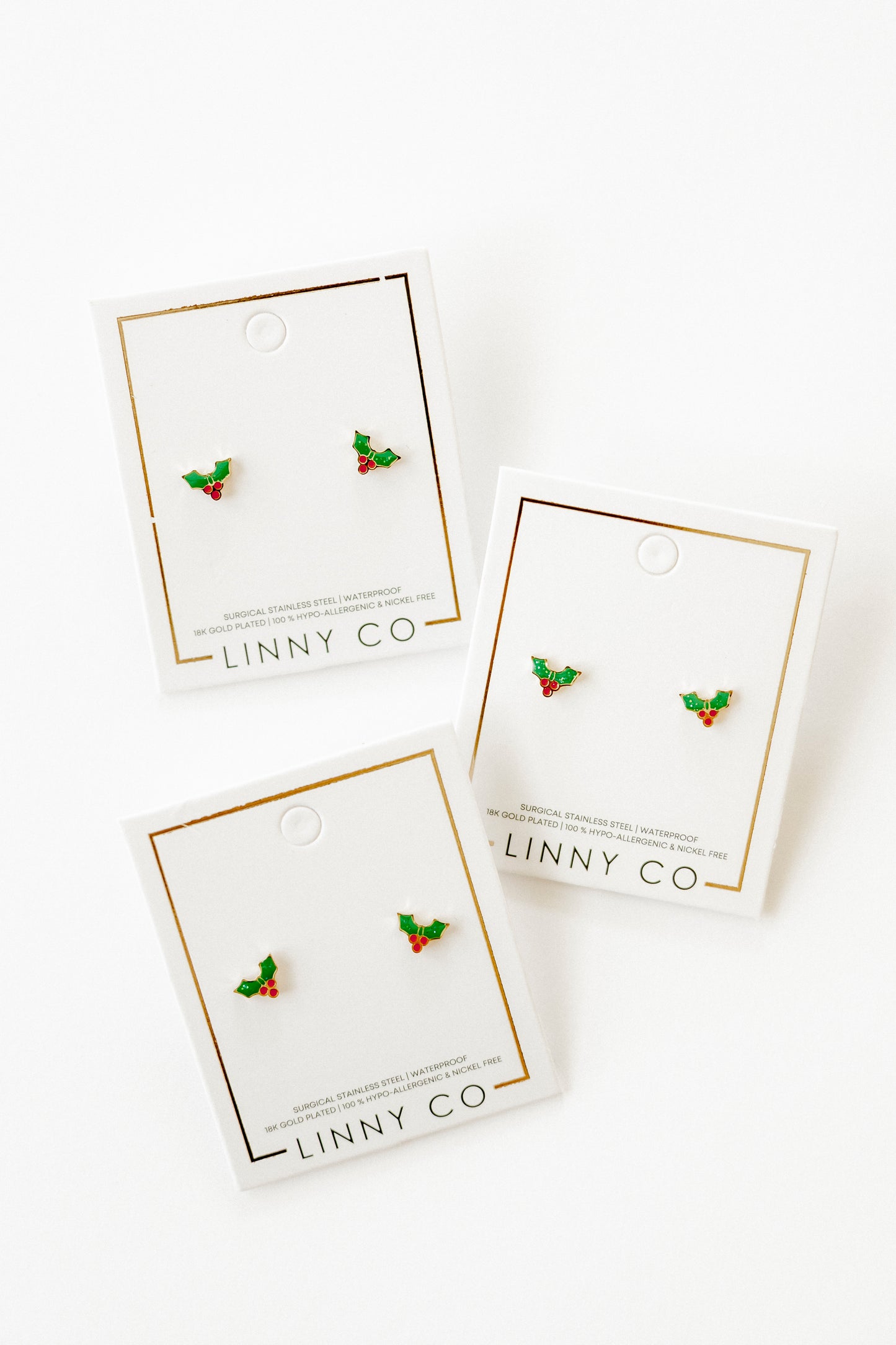 Screwback Stud Earrings - Holly Berry