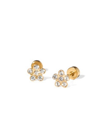 Screwback Stud Earrings - Lyla Flower Clear