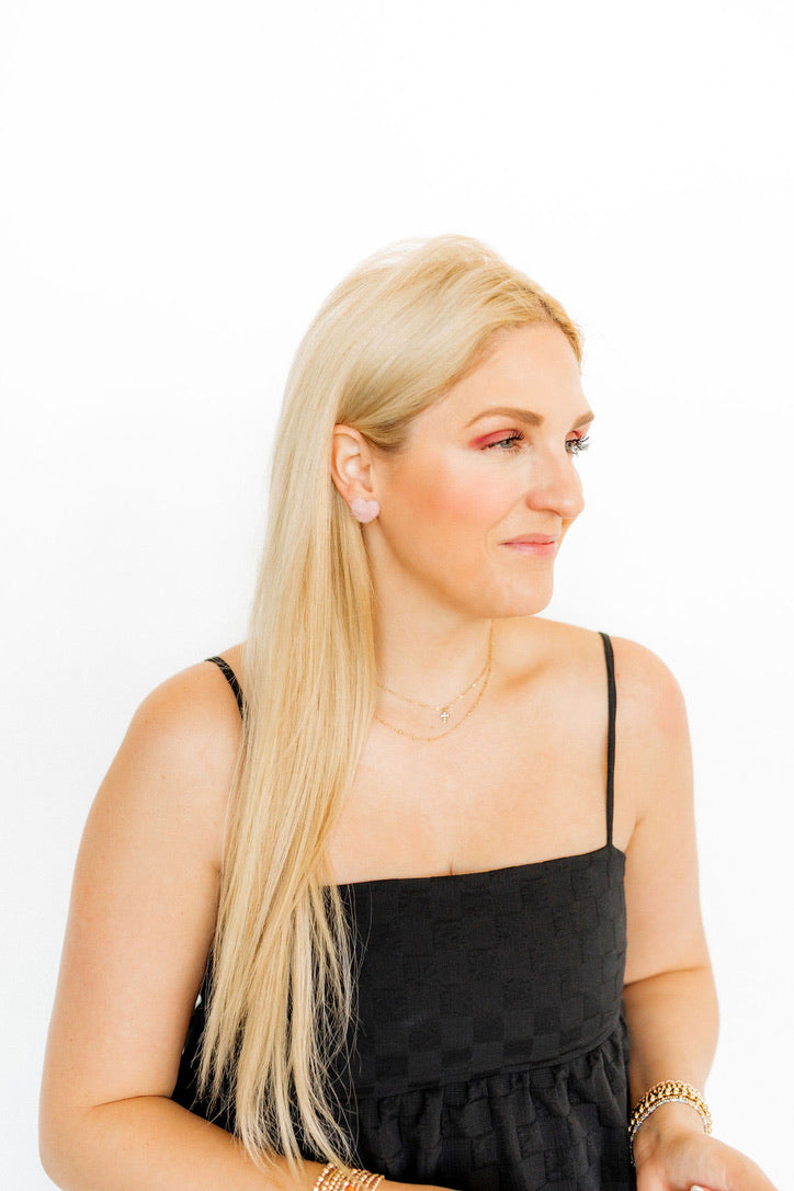 Amor Heart Earrings - Pink