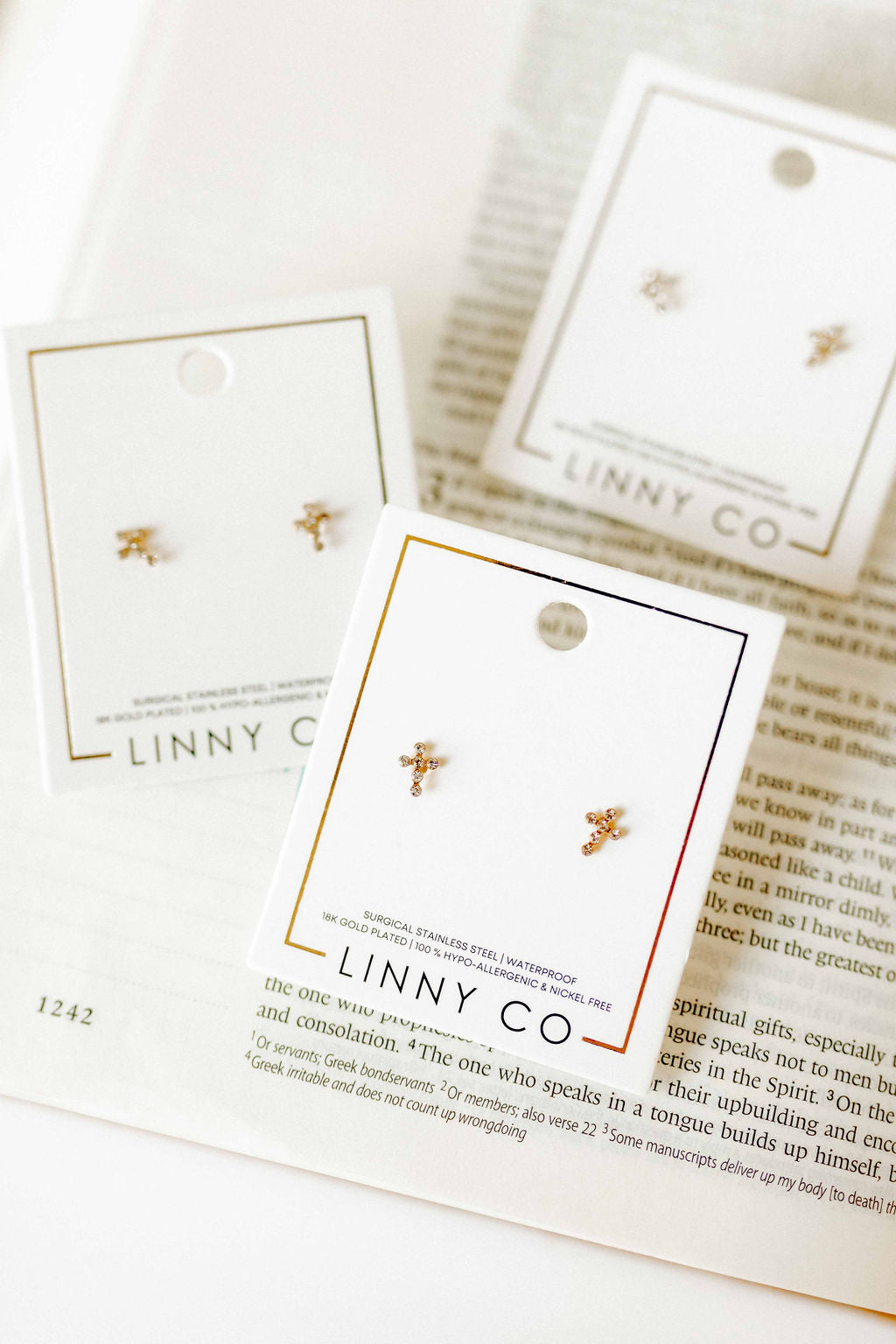 Screwback Stud Earrings - Clara Cross Gold
