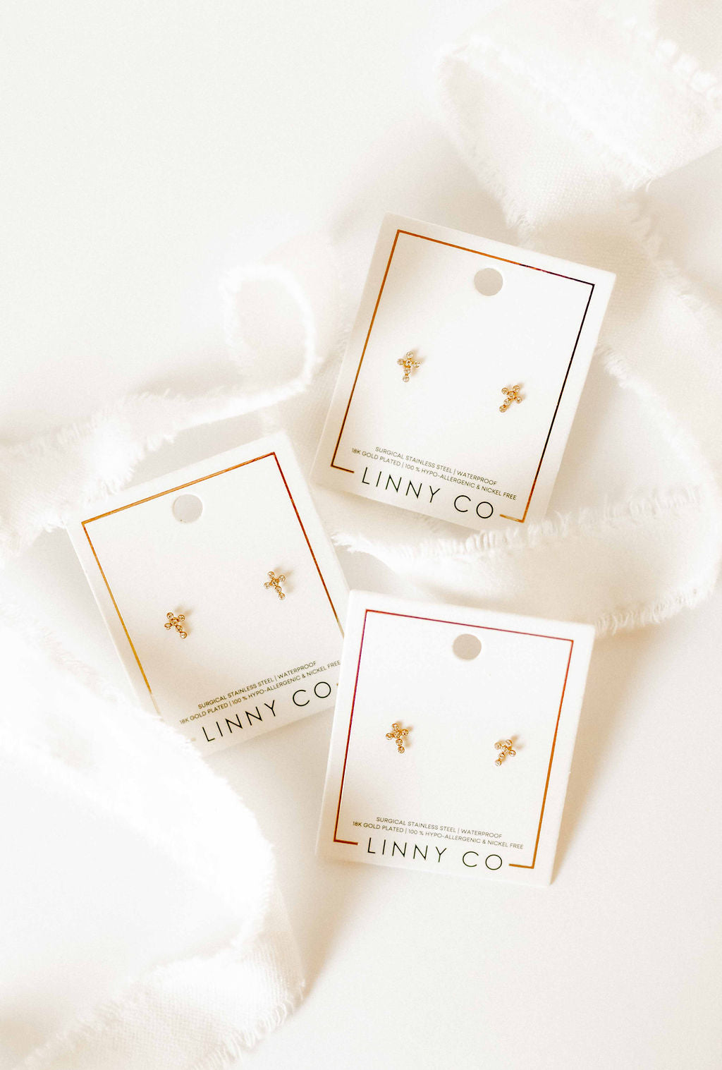 Screwback Stud Earrings - Clara Cross Gold