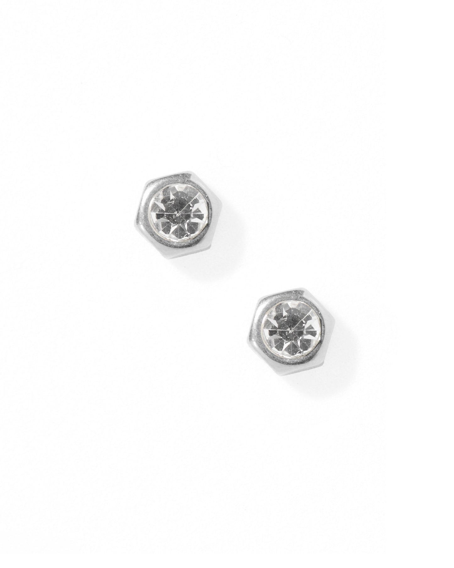 Screwback Stud Earrings - Addison Clear Silver