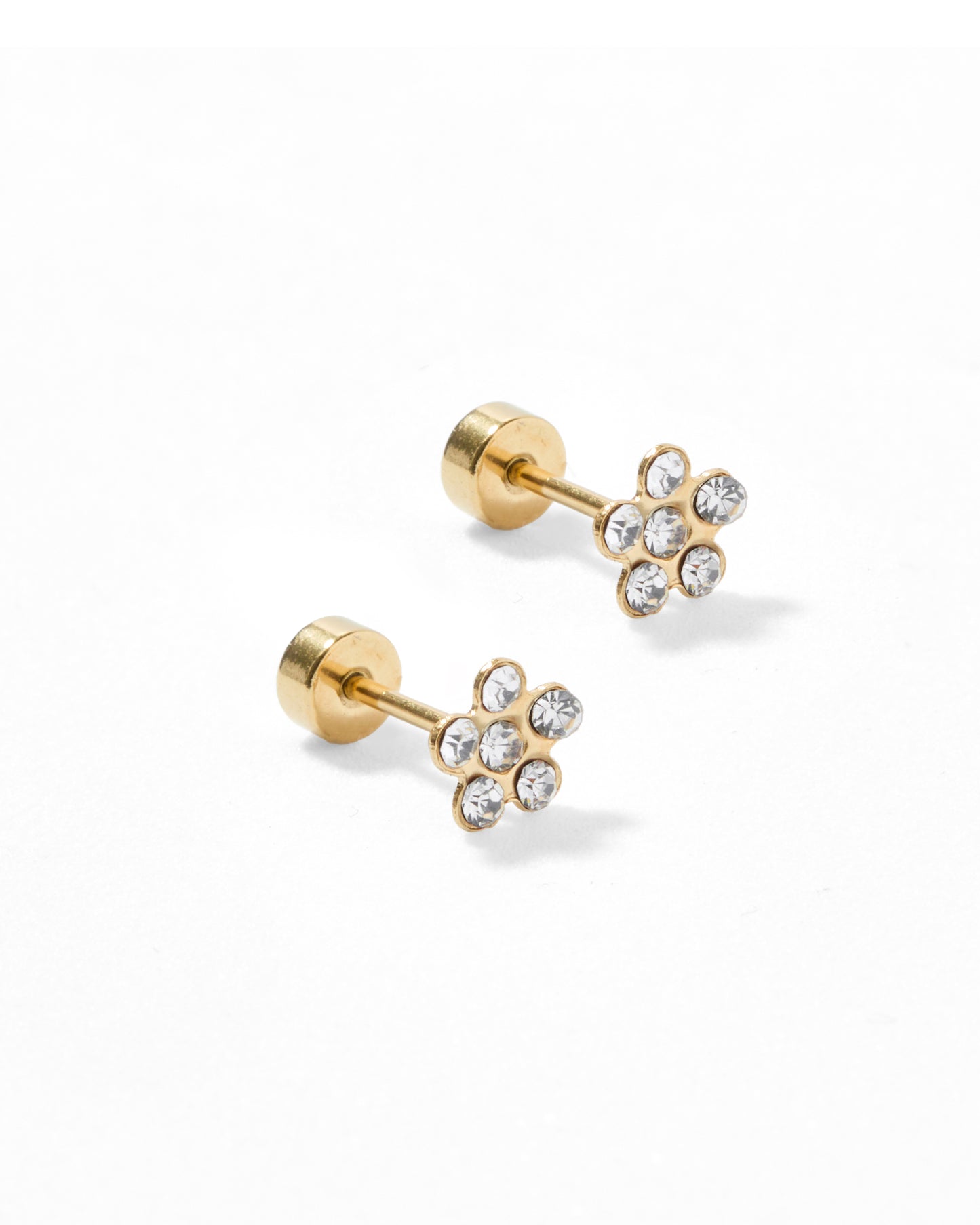Screwback Stud Earrings - Lyla Flower Clear