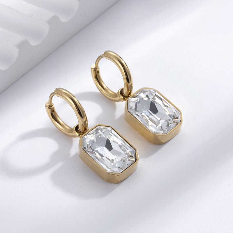 Huggie Charm Earrings - Diana Clear