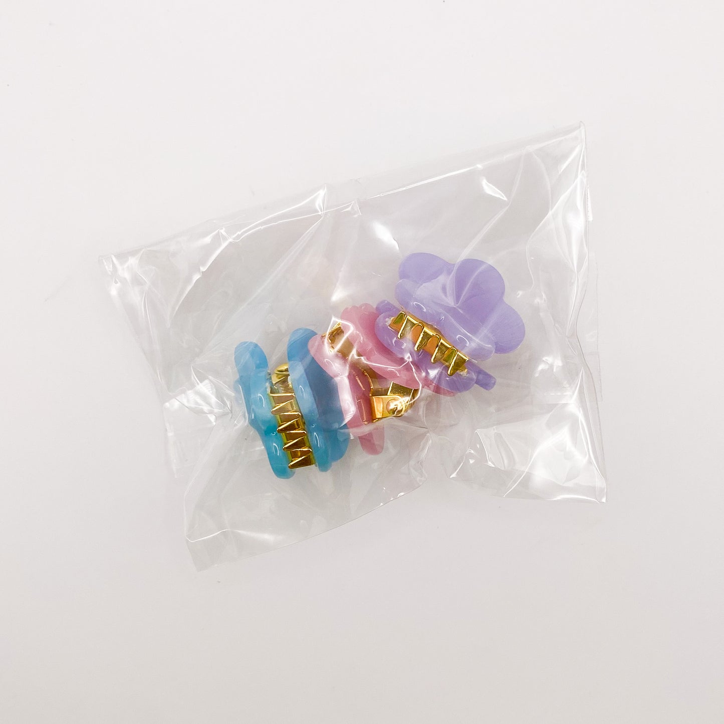 Mini Clip Trio - Zoey Flower: Purple / Pink / Blue