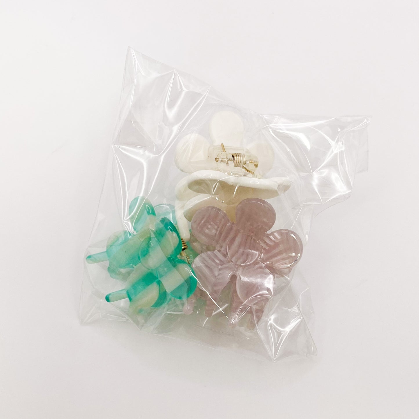 Mini Clip Trio - Daisy Flower: Pink Shell / Aqua / White