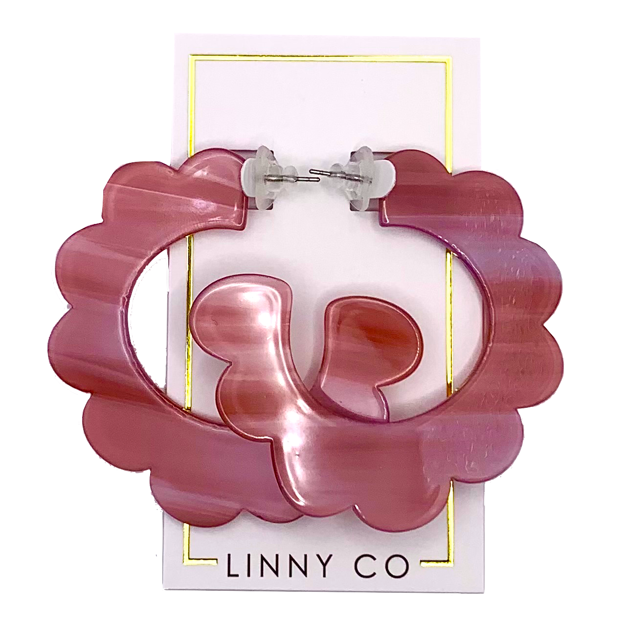 Margo Scallop Hoop Earrings - Mauve