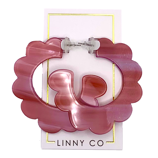 Margo Scallop Hoop Earrings - Mauve