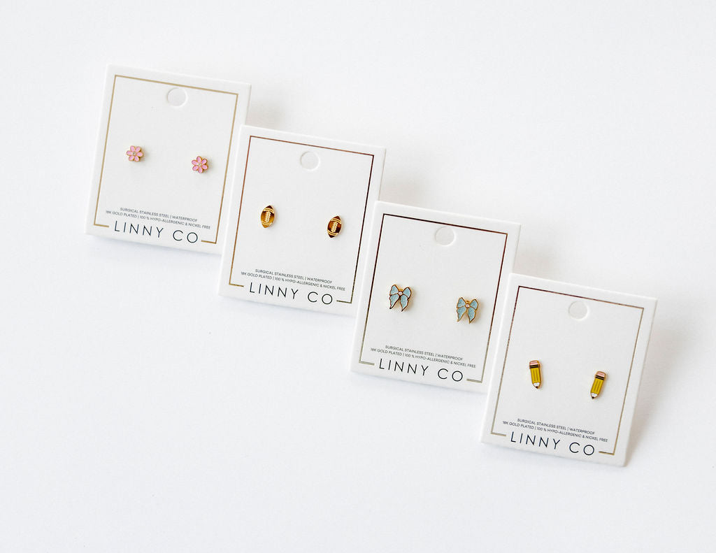 Screwback Stud Earrings - Football
