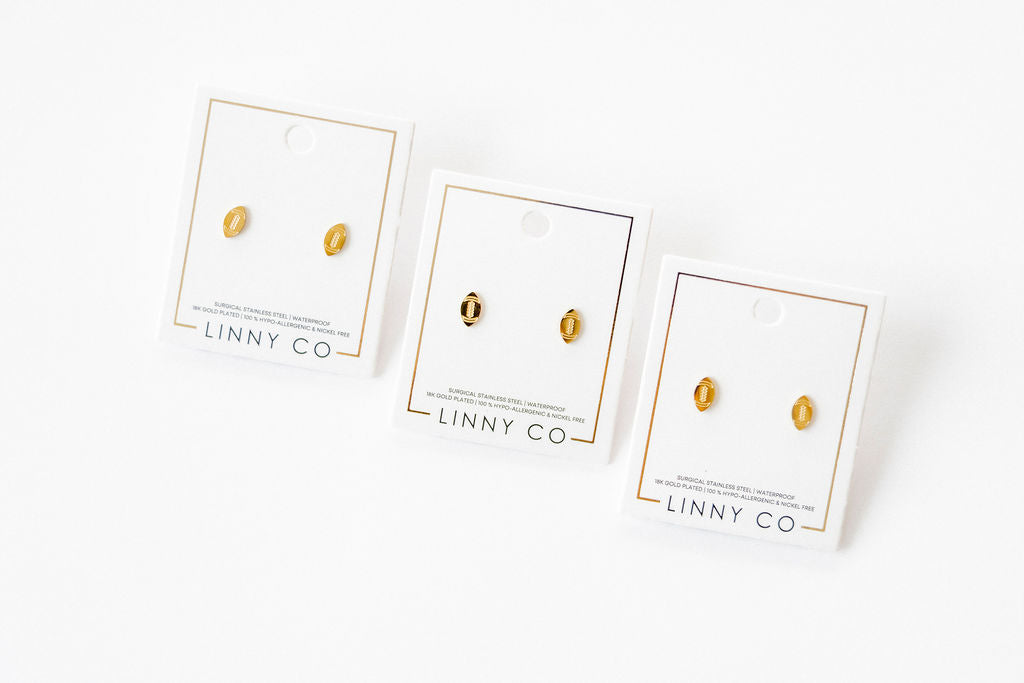 Screwback Stud Earrings - Football
