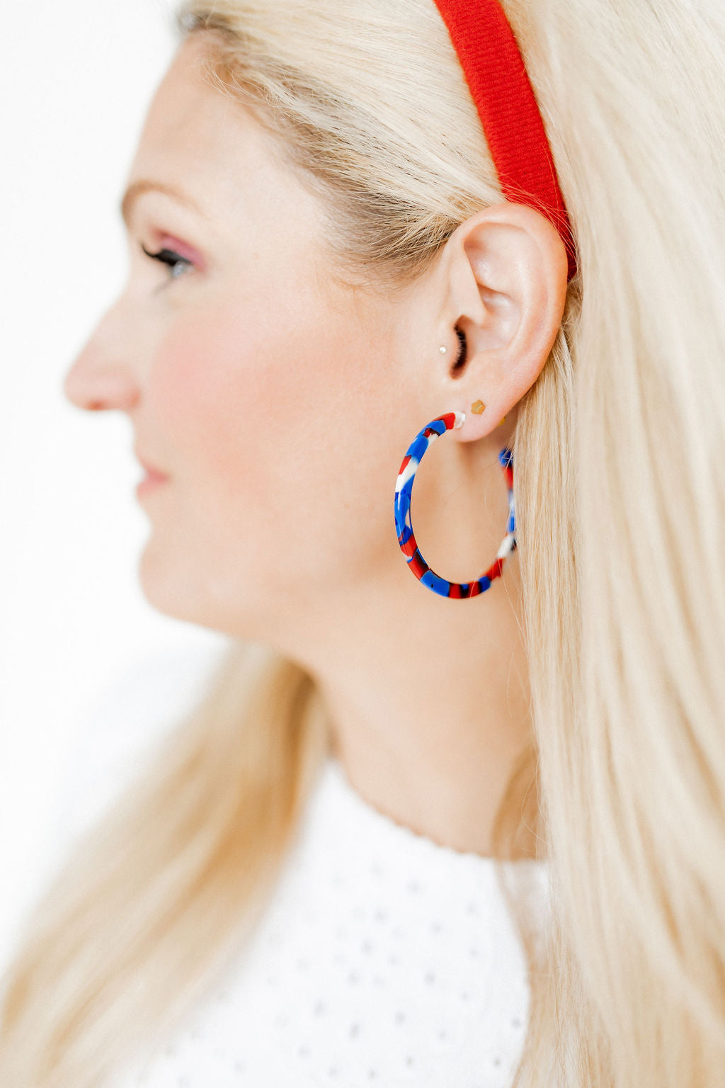 Holly - Medium Hoop - Red, White and Blue - Earrings