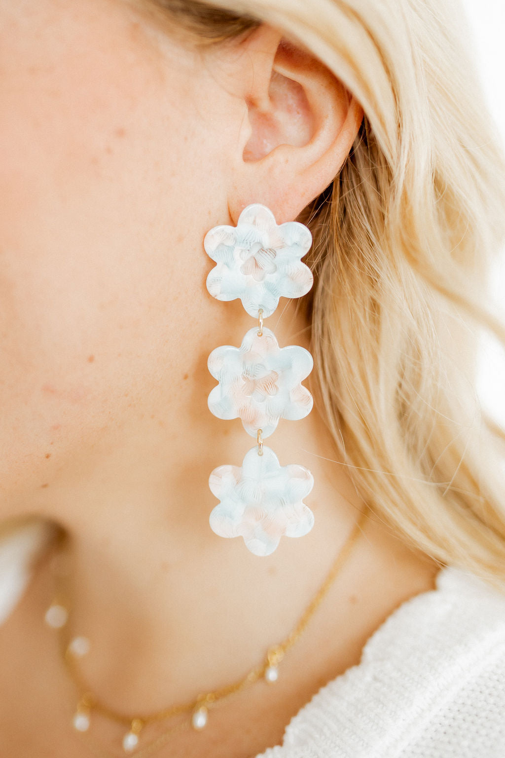 Zoey Statement Earrings - Mint Shell