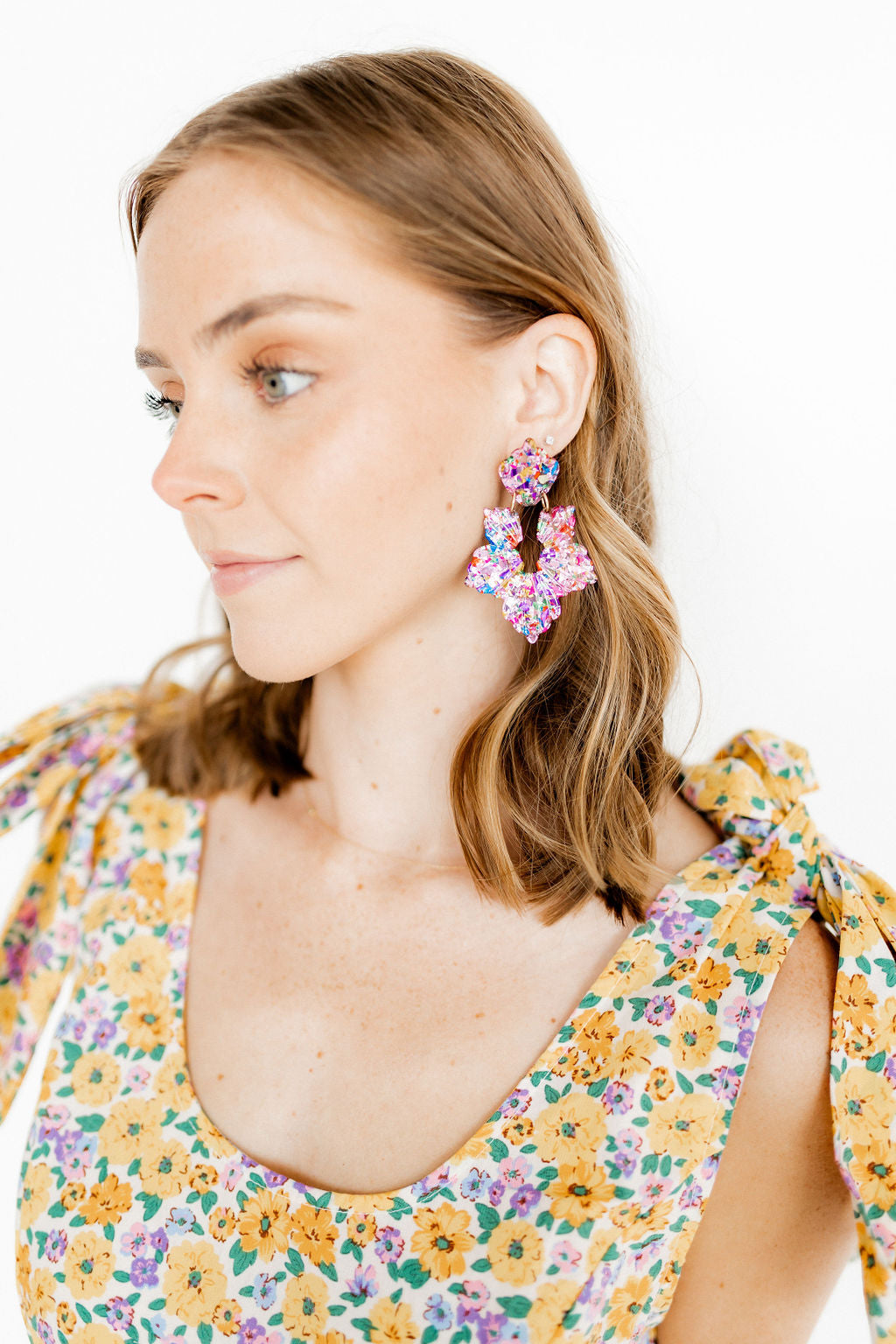 Michelle Statement Earrings - Pink Birthday Confetti