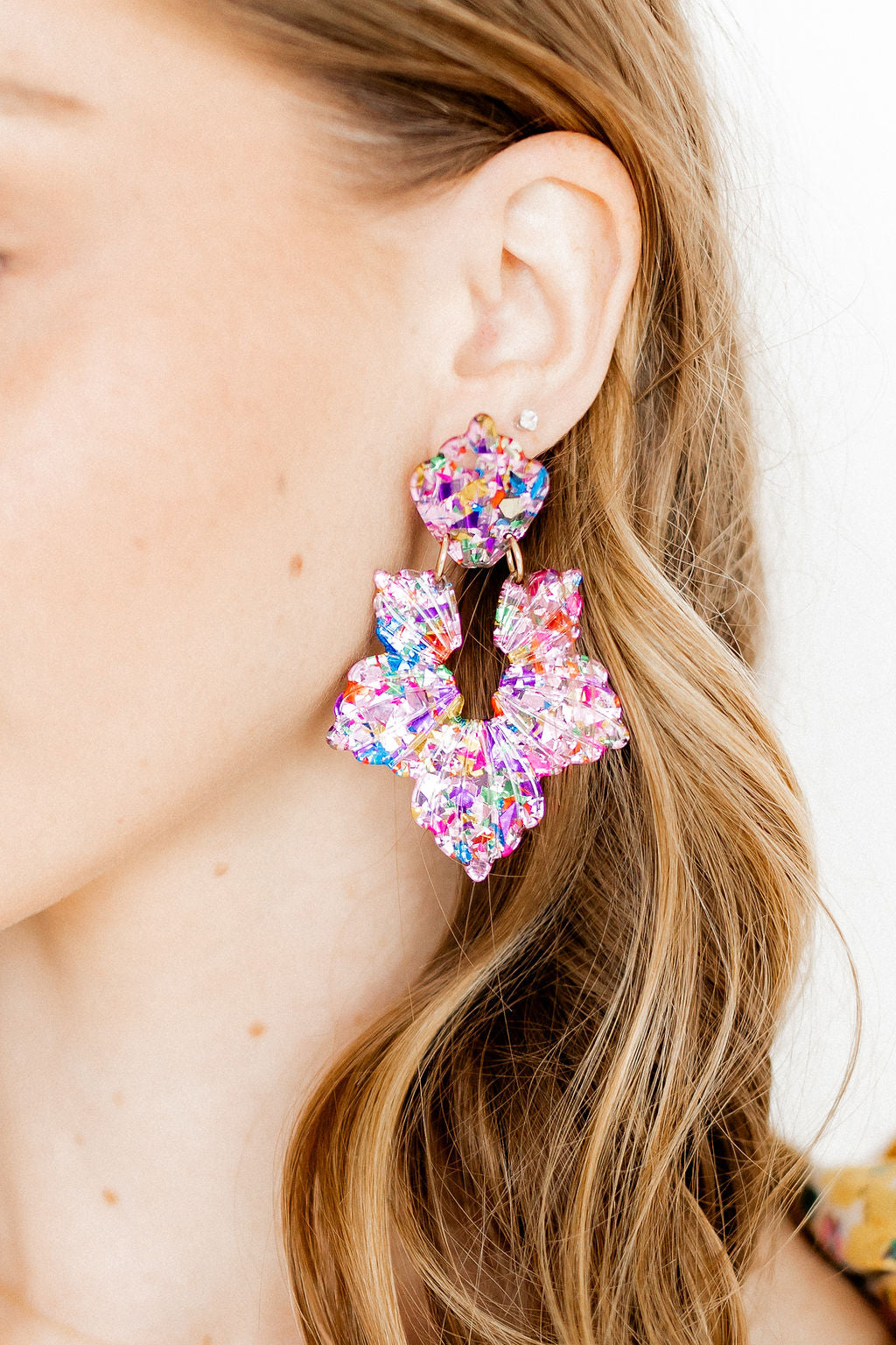 Michelle Statement Earrings - Pink Birthday Confetti