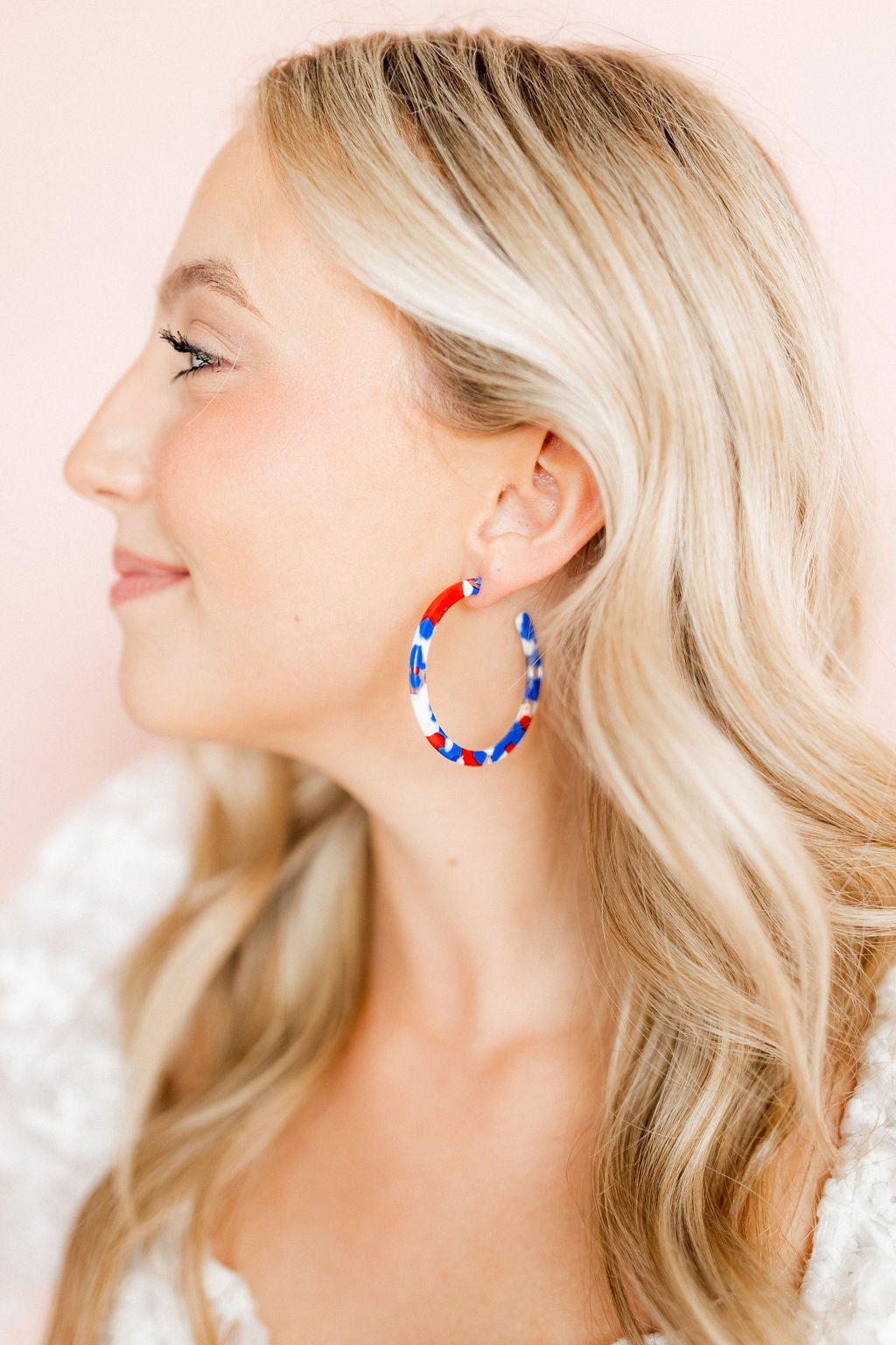 Holly - Medium Hoop - Red, White and Blue - Earrings
