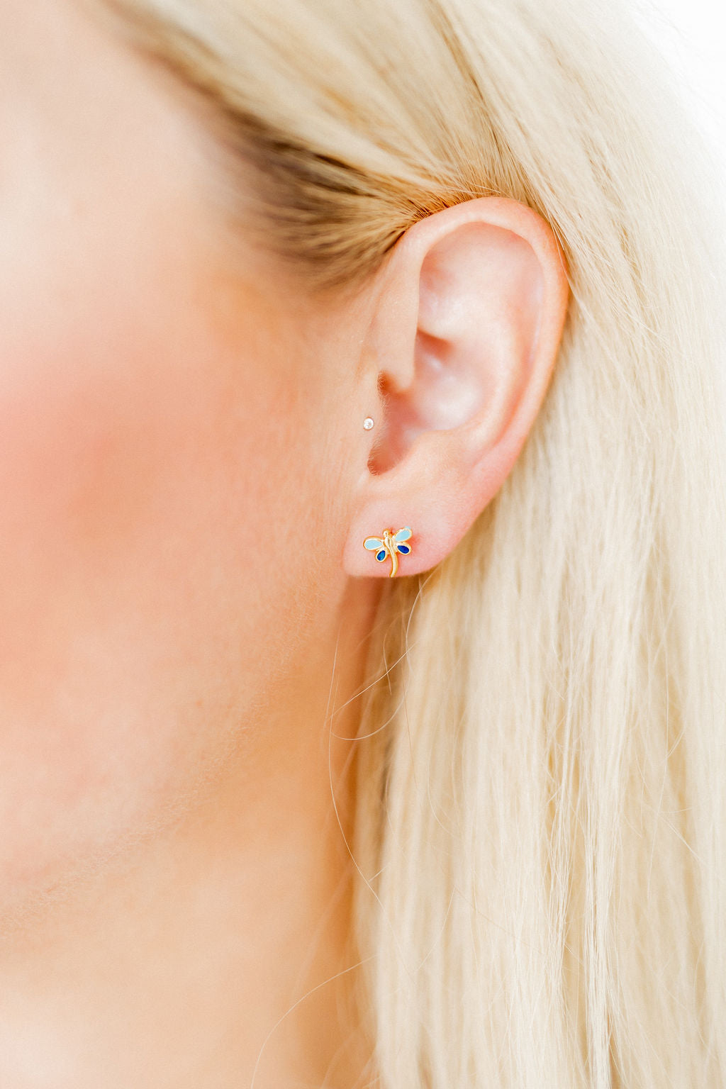 Screwback Stud Earrings - Bri Butterfly Blue