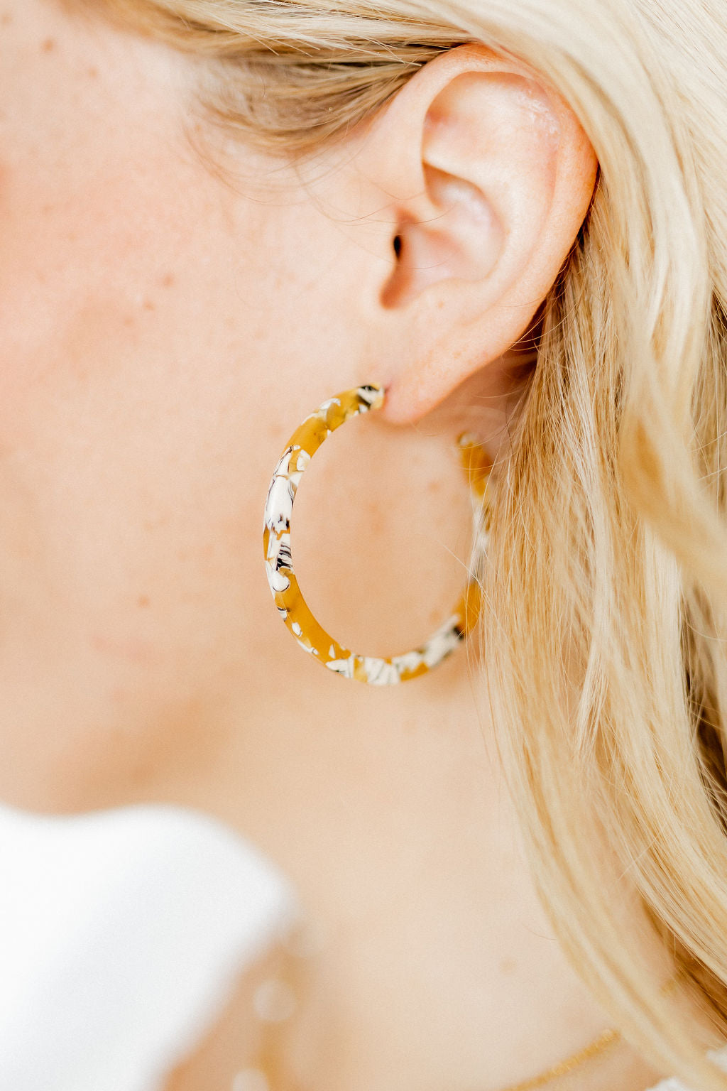 Holly Medium Hoop Earrings - Mustard