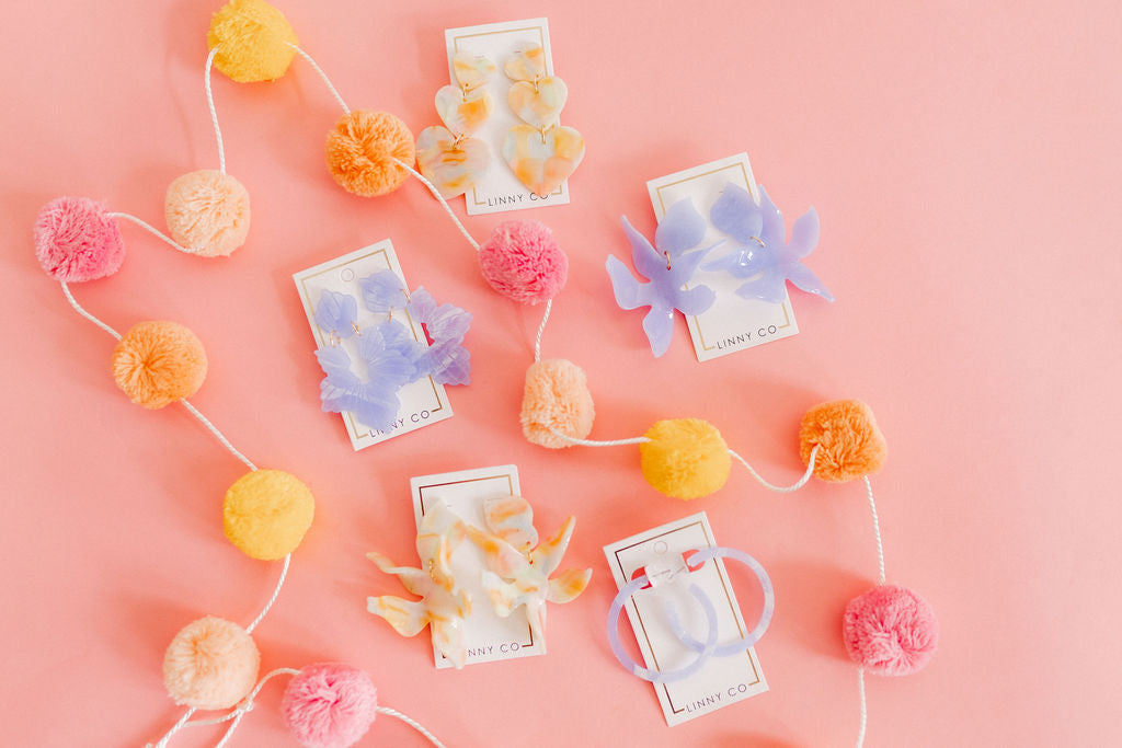 Flora Statement Earrings - Rainbow Sherbert
