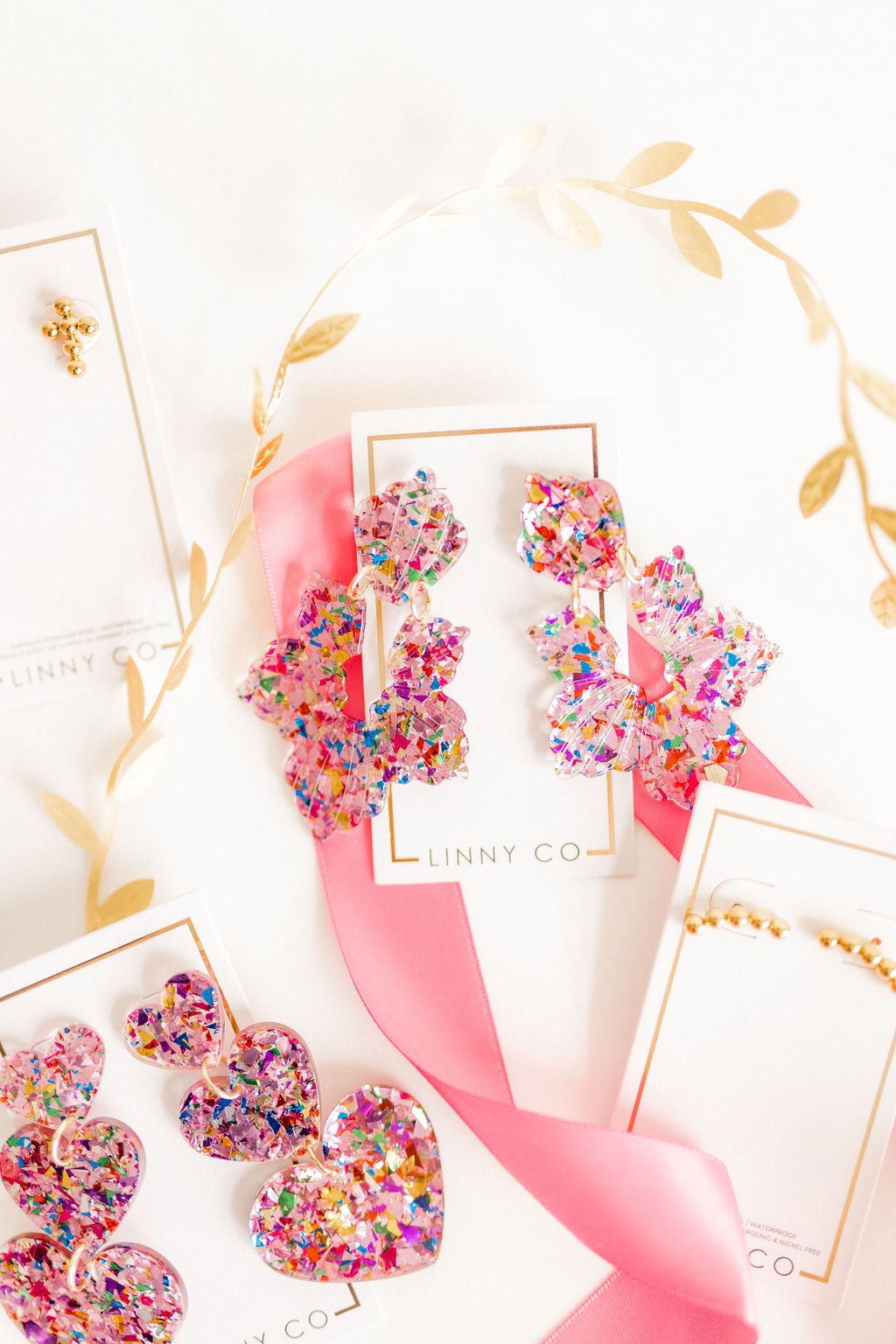 Michelle Statement Earrings - Pink Birthday Confetti