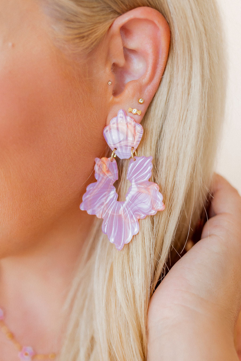 Michelle Statement Earrings - Rosy Glow