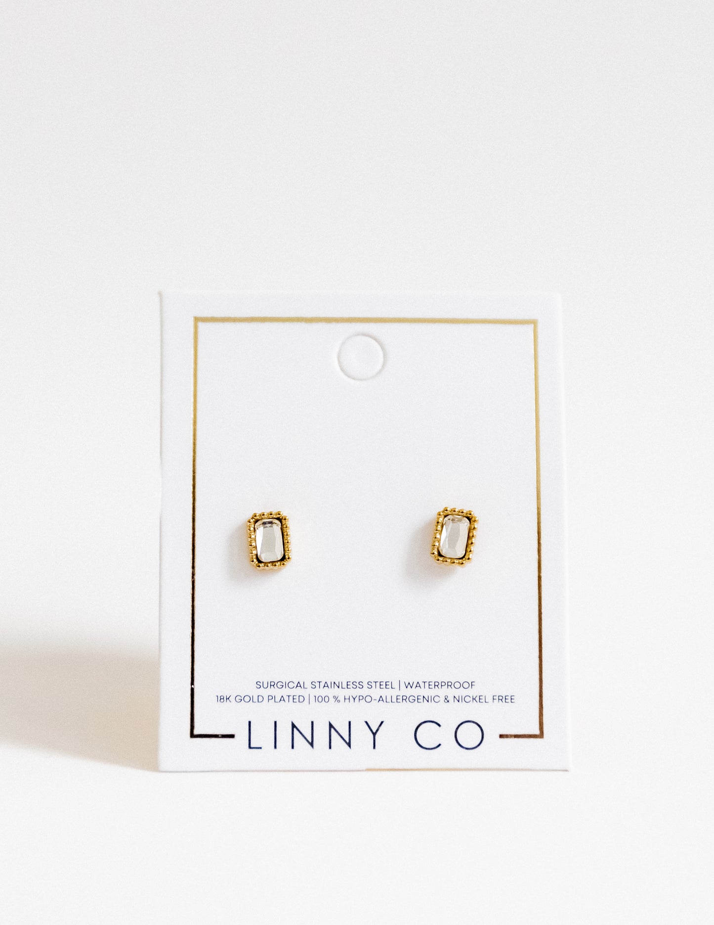Screwback Stud Earrings - Madison Gold Clear