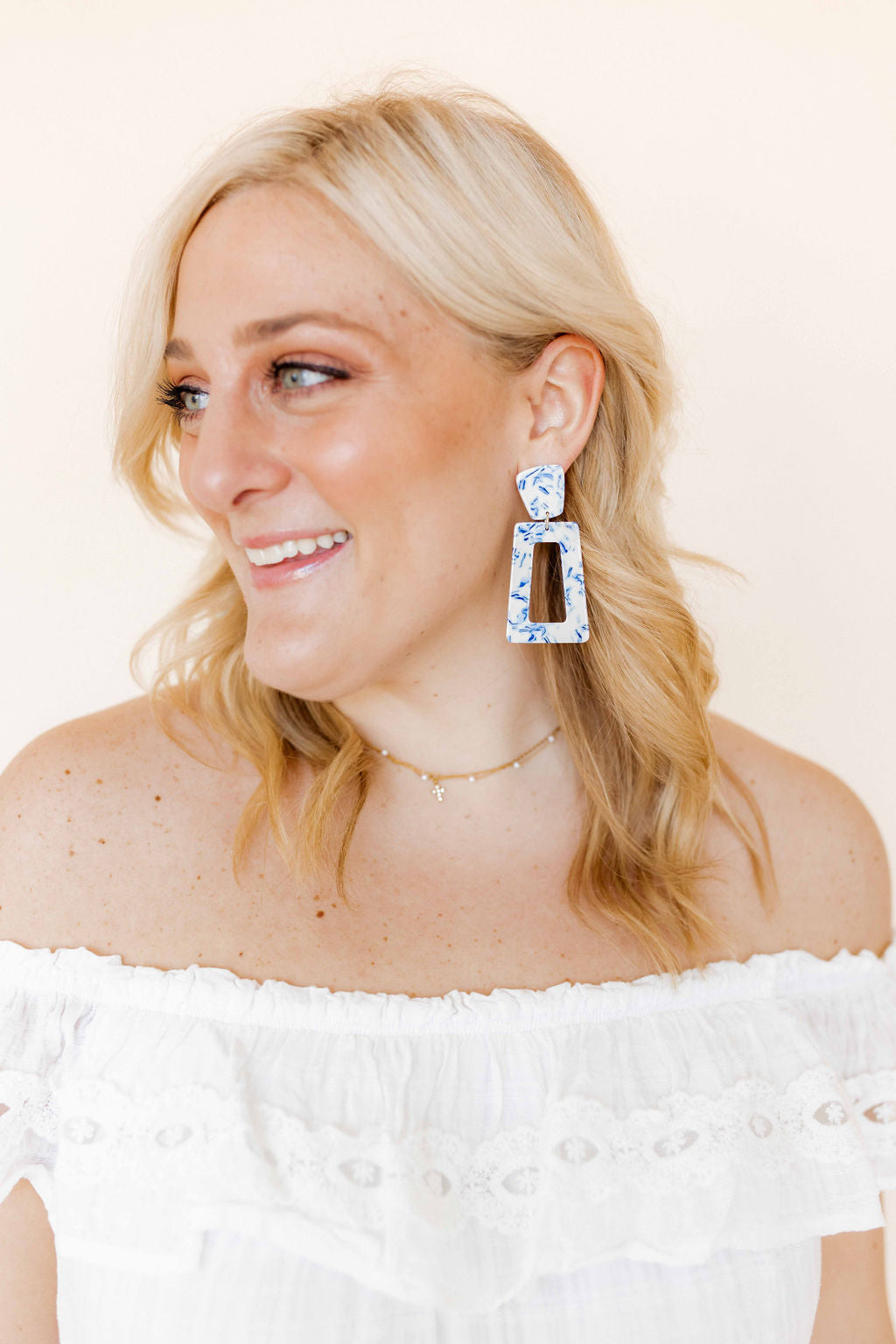 Kennedy Statement Earrings - Blue China