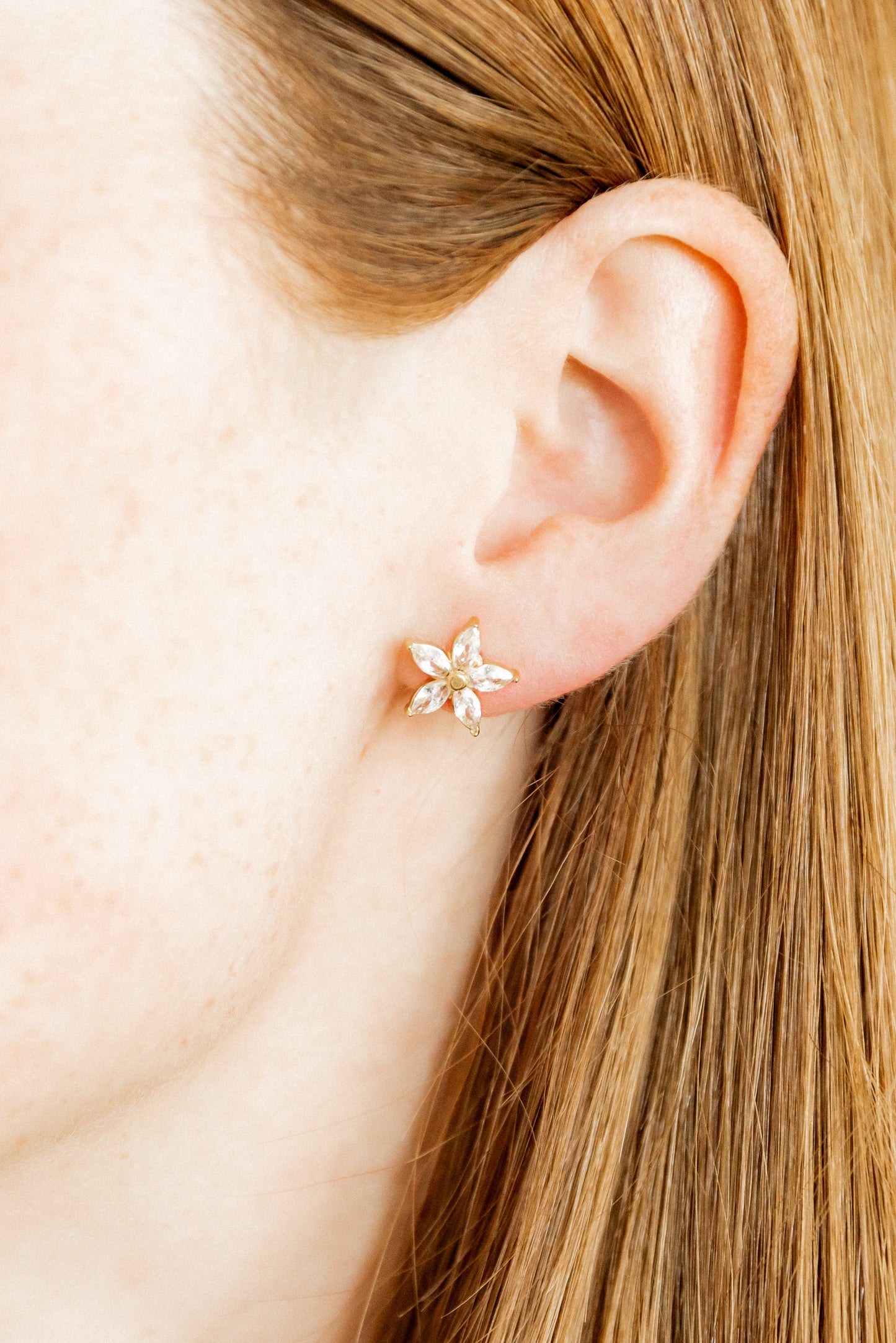 Screwback Stud Earrings - Lily Flower