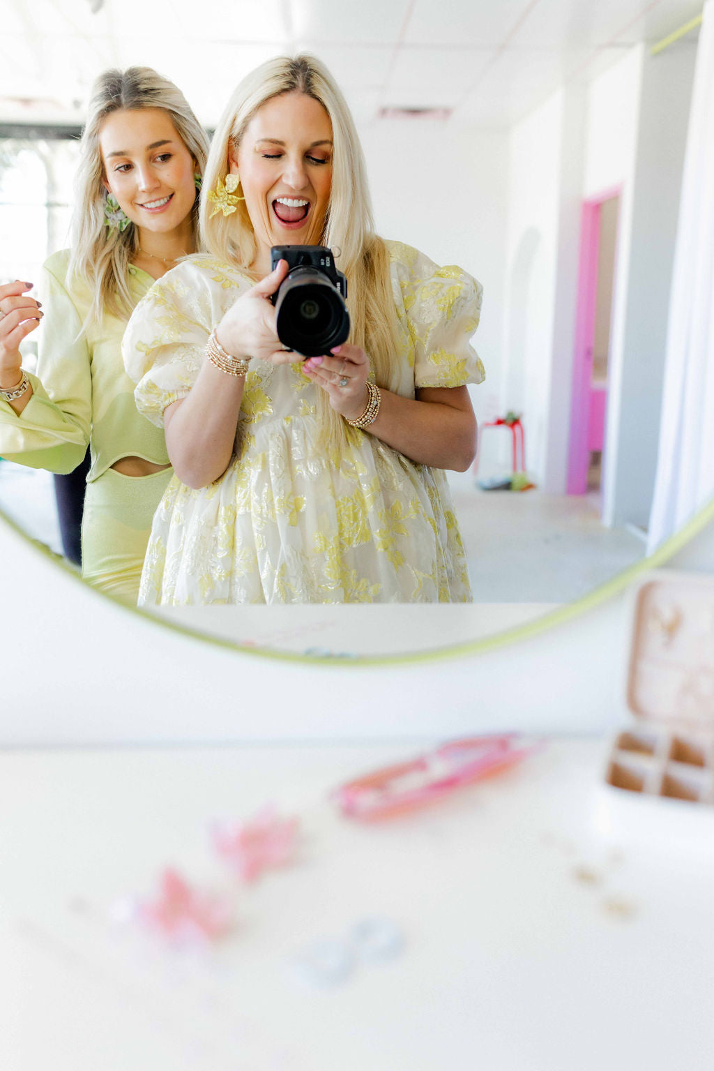 Michelle Statement Earrings - Neon Yellow Clouds