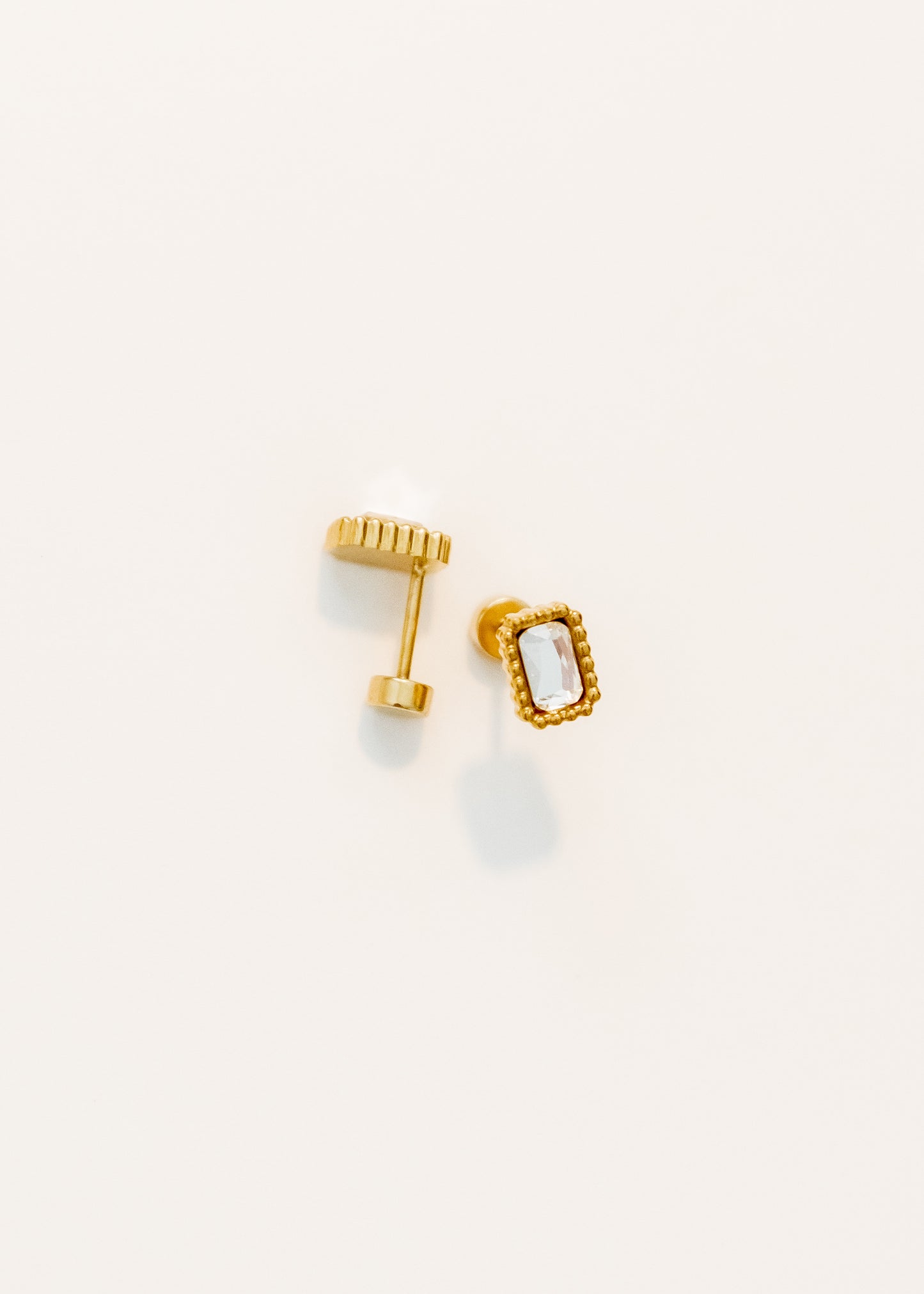 Screwback Stud Earrings - Madison Gold Clear