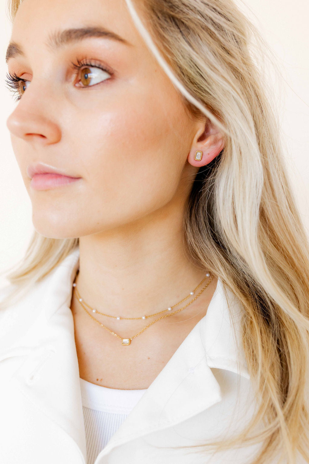 Screwback Stud Earrings - Madison Gold Clear