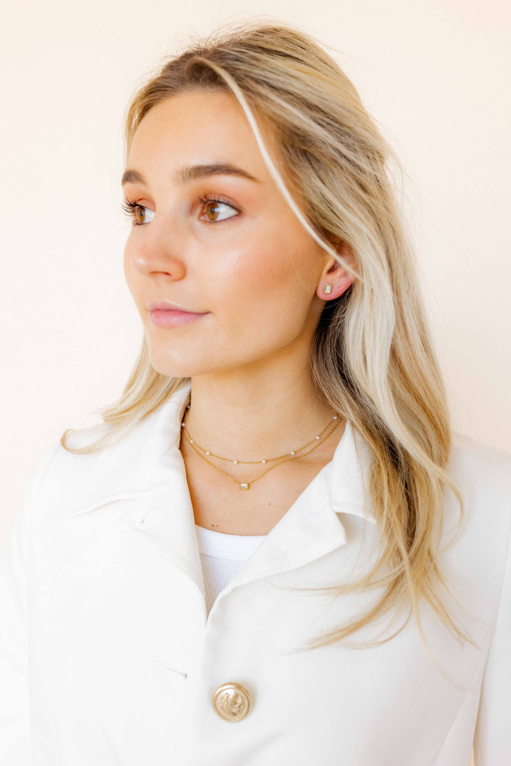 Screwback Stud Earrings - Madison Gold Clear