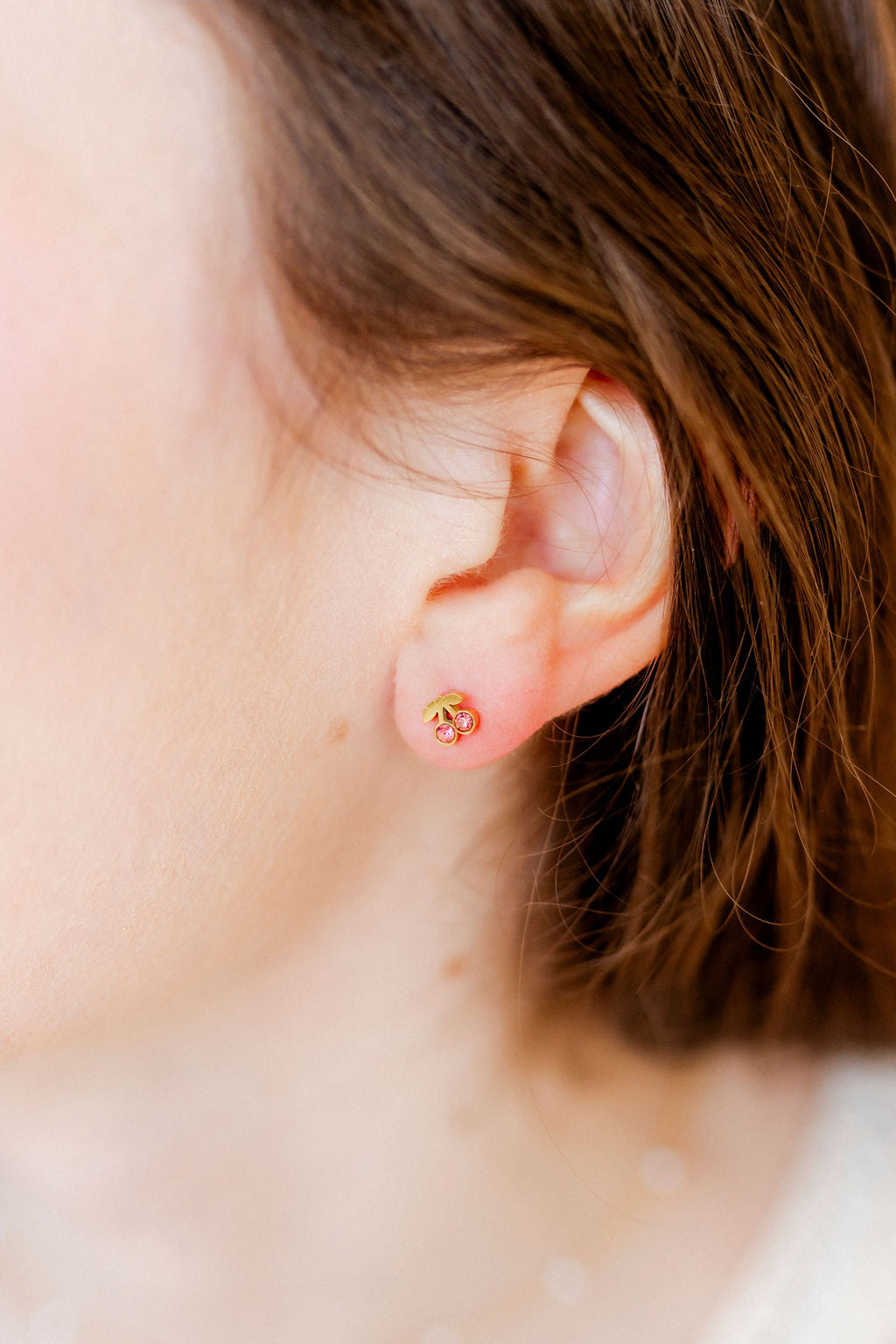Screwback Stud Earrings - Pink Cherry