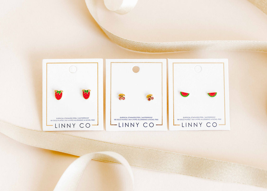 Screwback Stud Earrings - Strawberry Shortcake