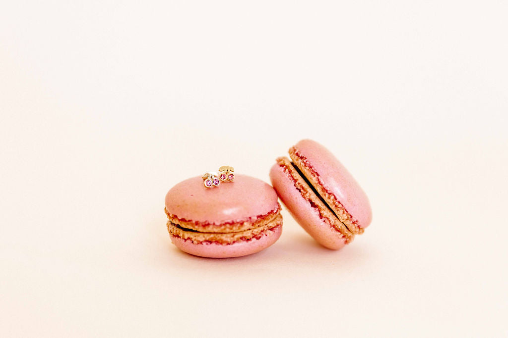 Screwback Stud Earrings - Pink Cherry
