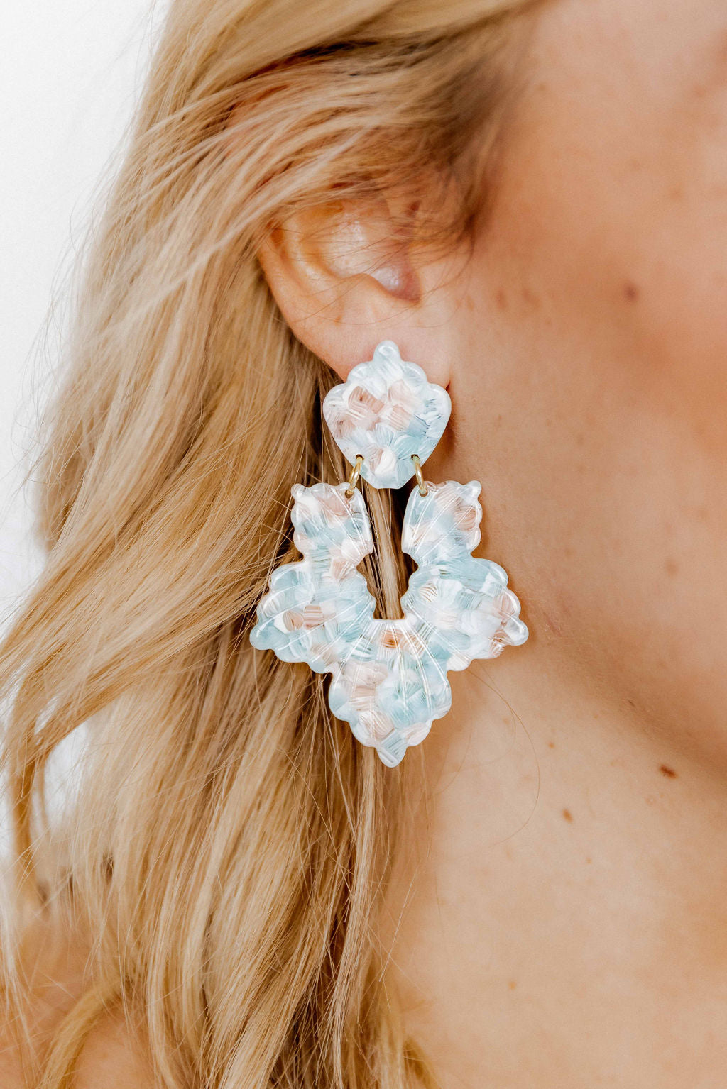 Michelle Statement Earrings - Mint Shell