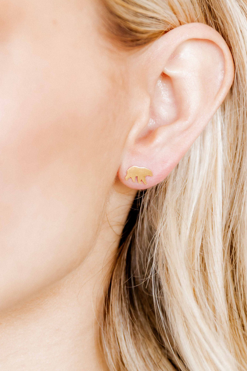 Screwback Stud Earrings - Bear Gold