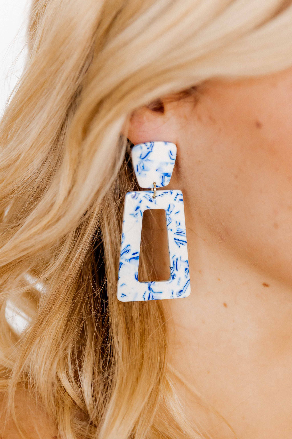 Kennedy Statement Earrings - Blue China
